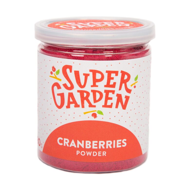 Freeze-dried cranberry powder in jar
