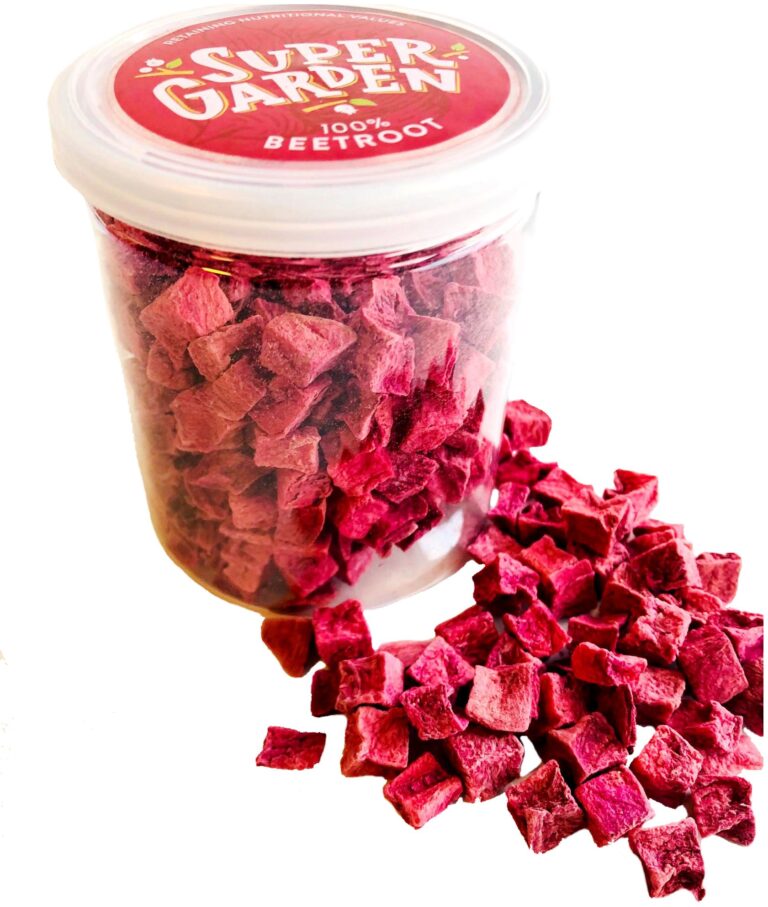 Freeze-dried beets in pieces in top