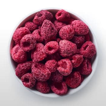 Freeze-dried raspberries in a bowl