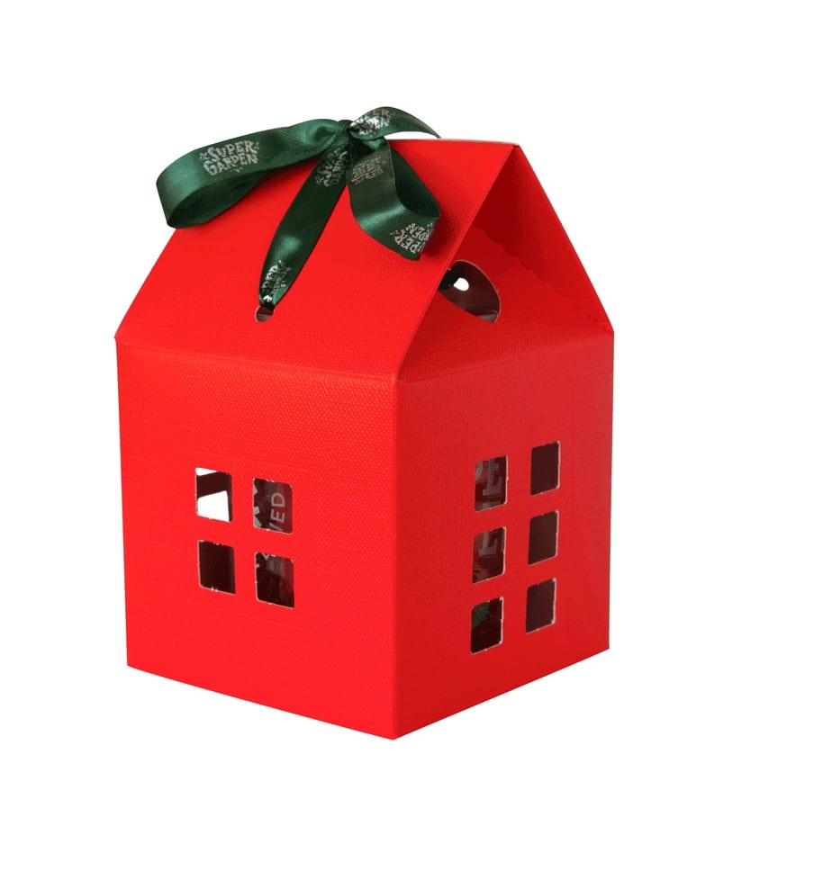 Punane kinkekarp väike maja – 1 purgile